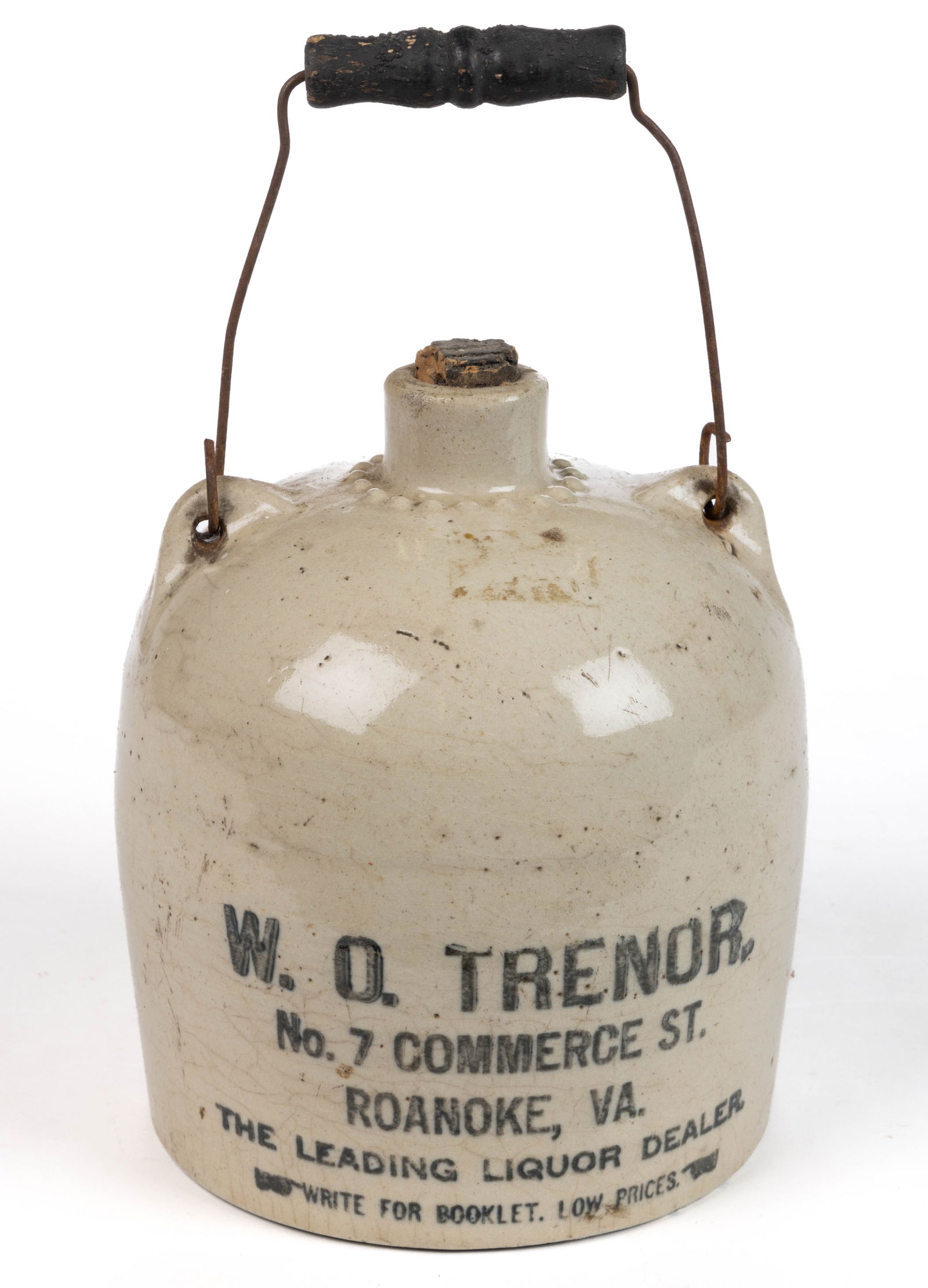 ROANOKE, VIRGINIA MERCHANT'S STONEWARE ADVERTISING JUG (1 of 5)