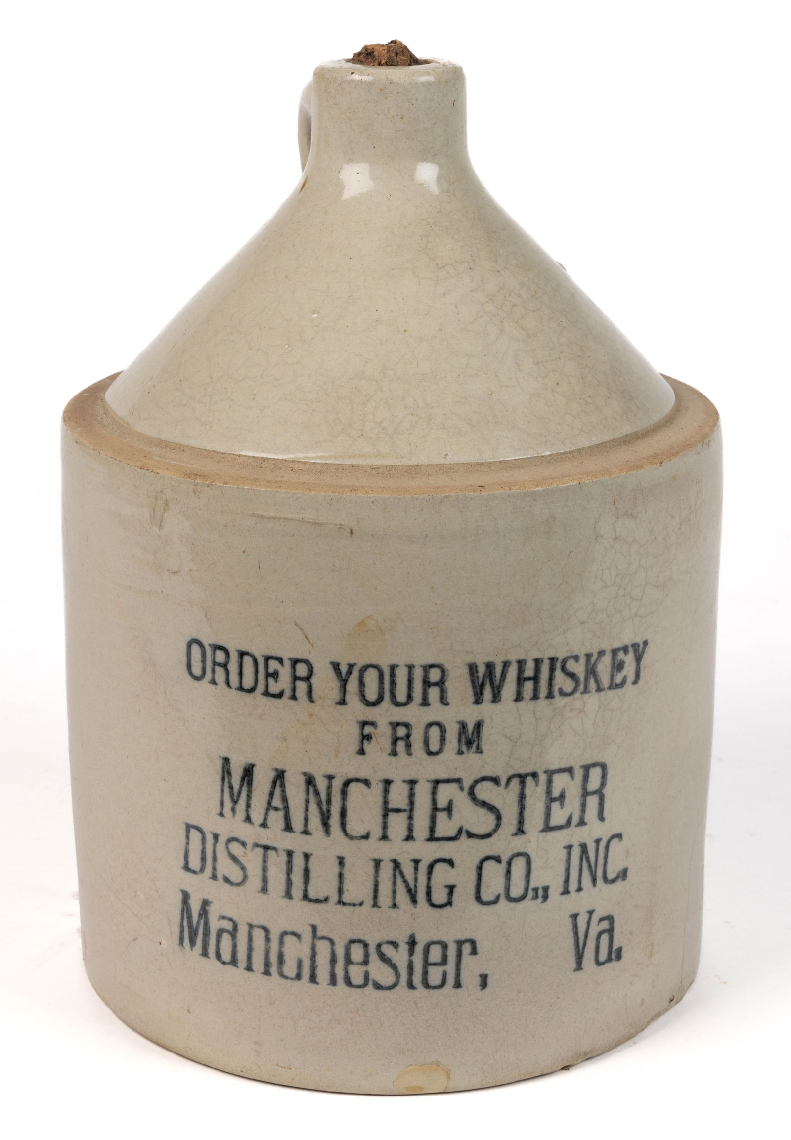 MANCHESTER, VIRGINIA MERCHANT'S STONEWARE ADVERTISING JUG (1 of 5)