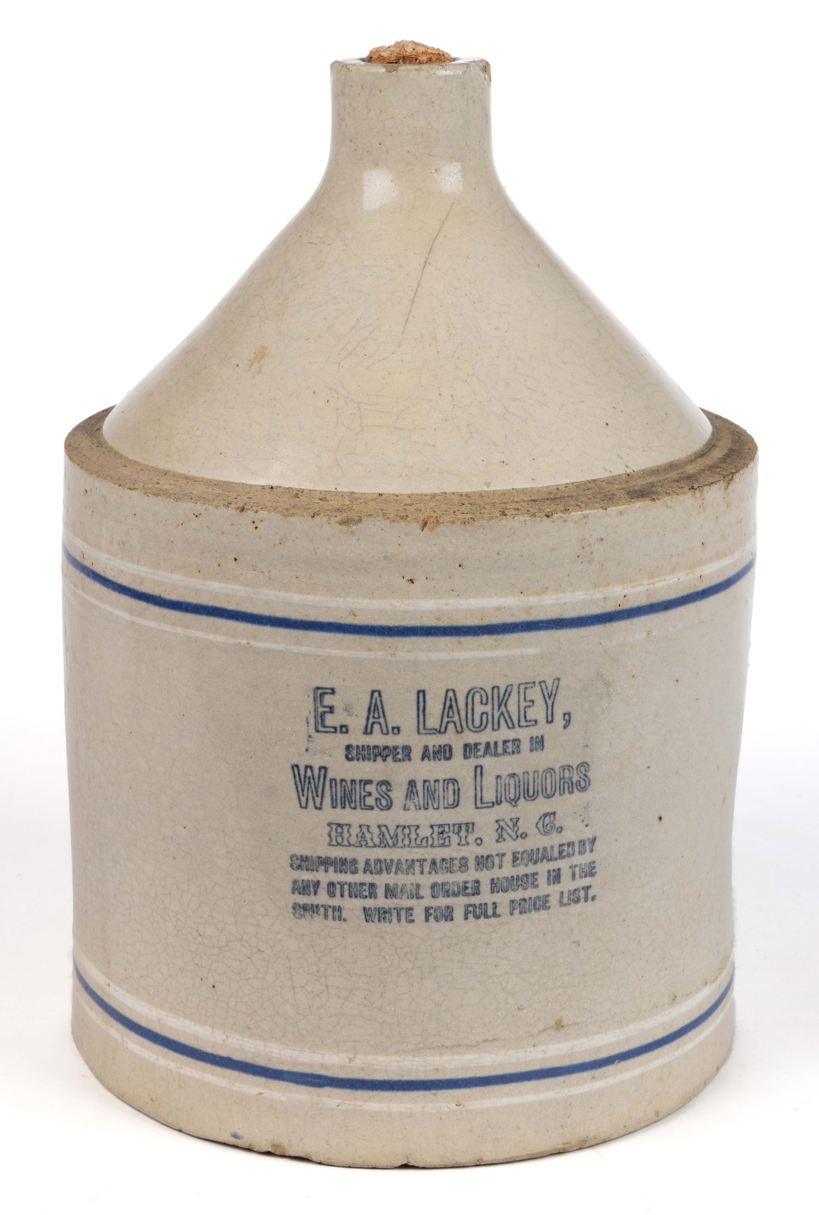 NORTH CAROLINA MERCHANT'S STONEWARE ADVERTISING JUG (1 of 5)