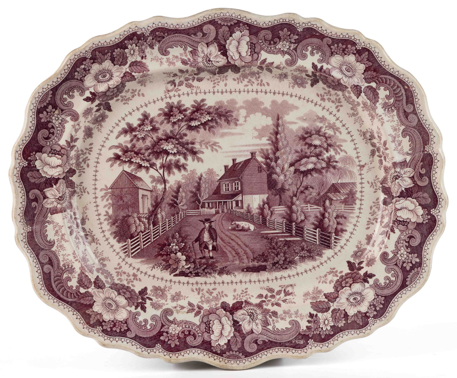 STAFFORDSHIRE AMERICAN HISTORICAL TRANSFER-PRINTED CERAMIC PLATTER (1 of 2)