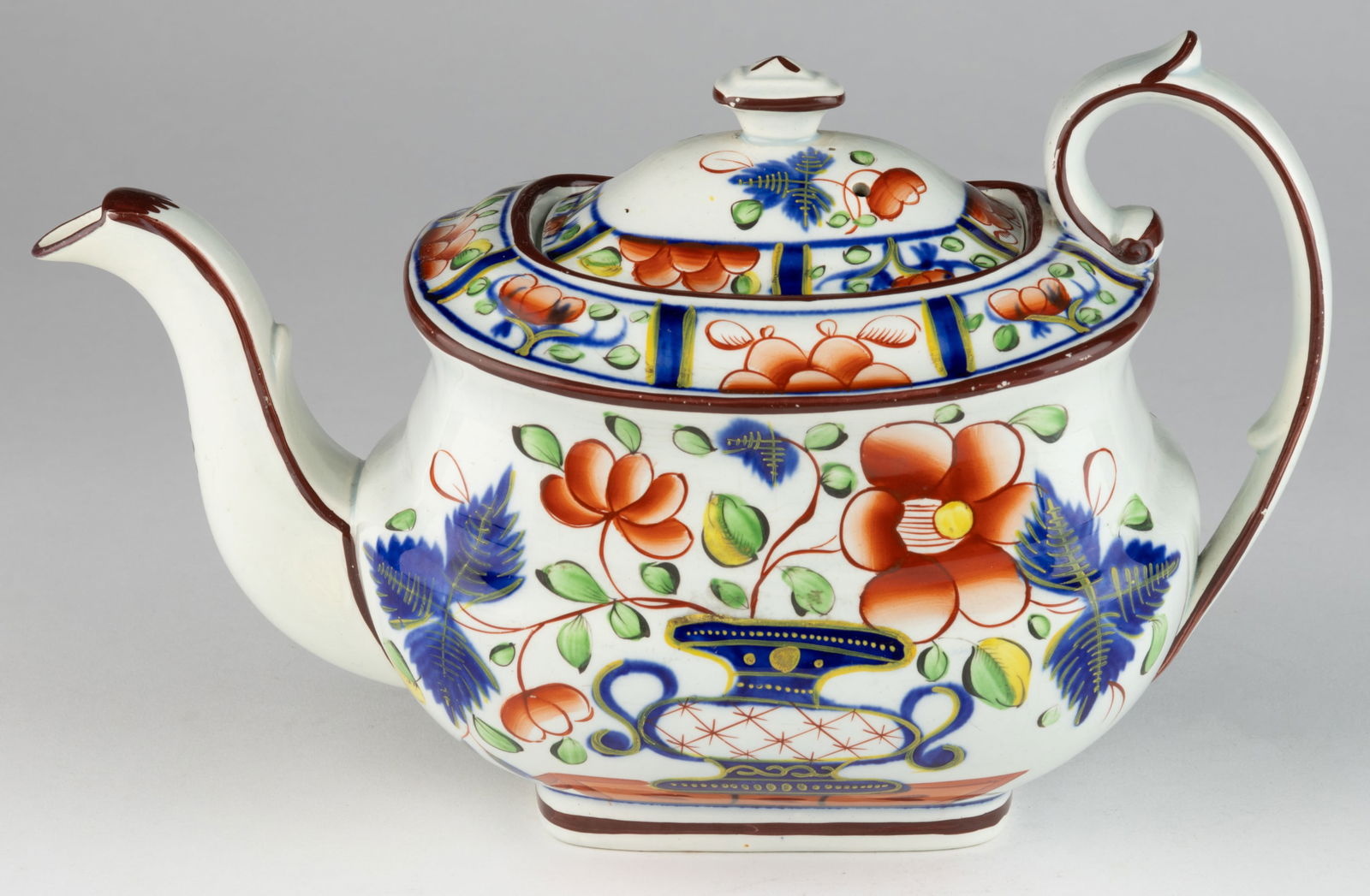 ENGLISH PEARLWARE GAUDY DUTCH CERAMIC TEAPOT (1 of 2)