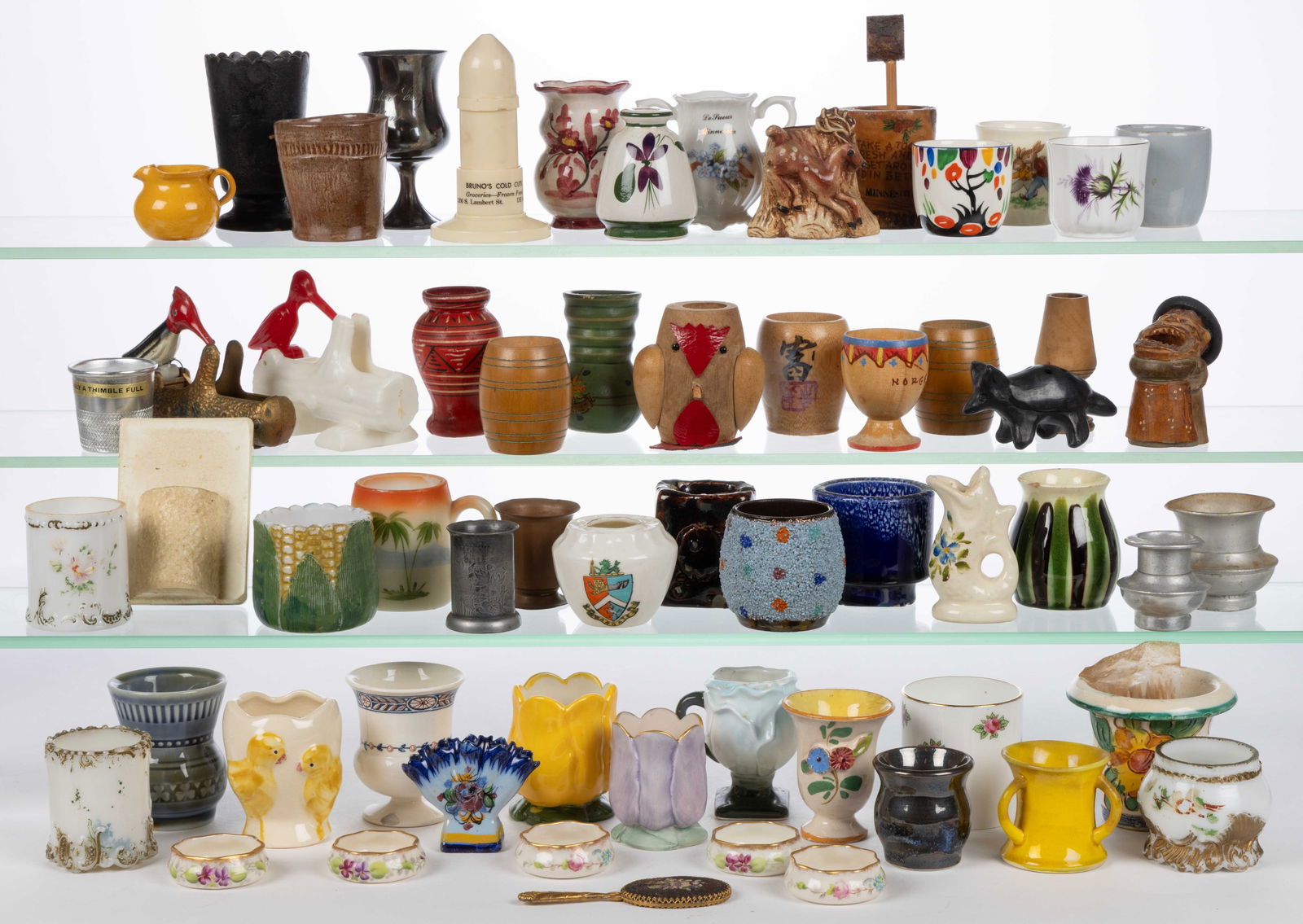 ASSORTED TOOTHPICK / MATCH HOLDERS, UNCOUNTED LOT: ASSORTED TOOTHPICK / MATCH HOLDERS, UNCOUNTED LOT, more than 45, including a "Bunnykins" example depicting anthropomorphic rabbits, a chalkware example depicting a leaping deer, a Wade Irish Pottery e