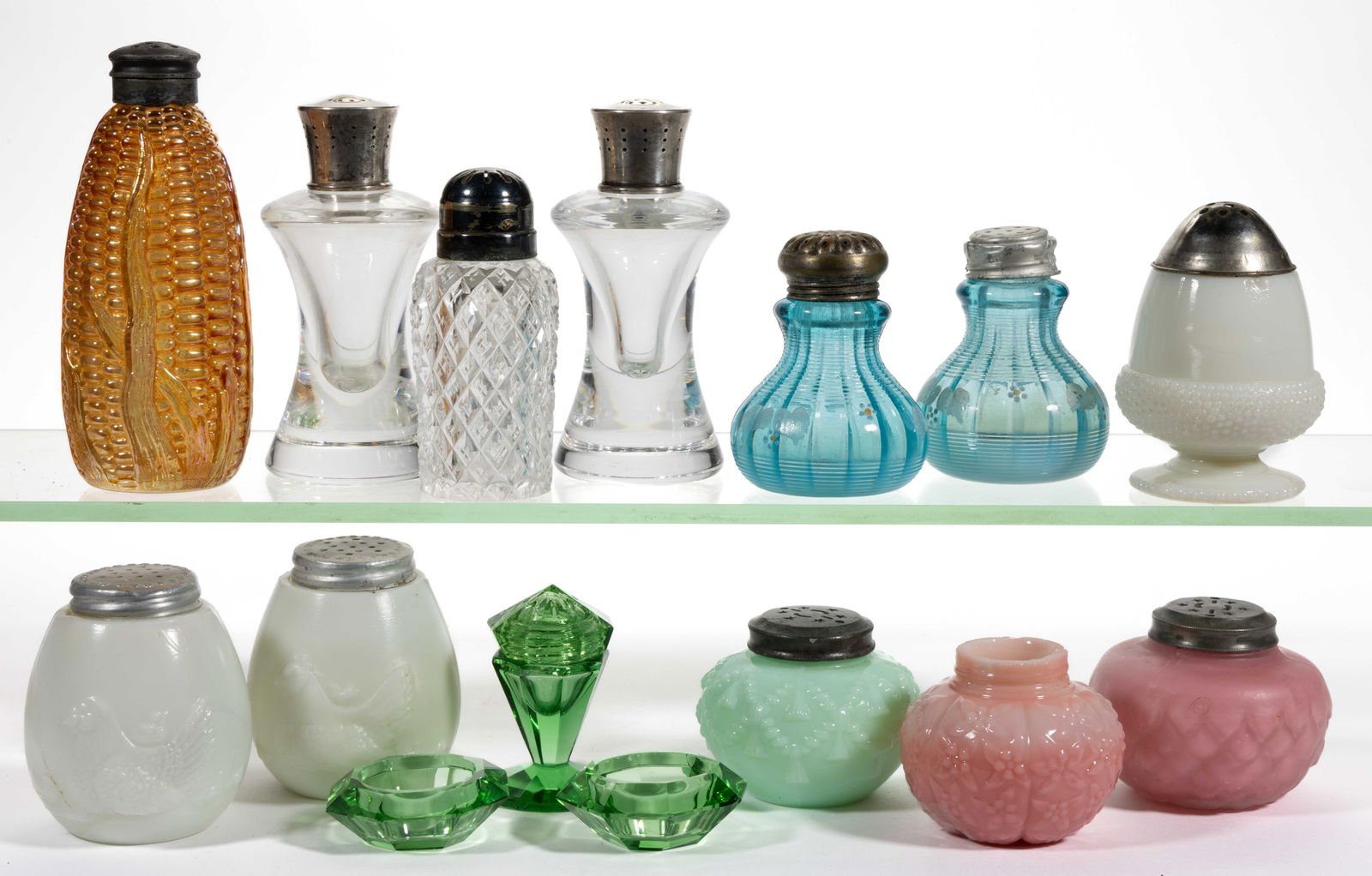 ASSORTED GLASS SALT AND PEPPER SHAKERS, LOT OF 15 (1 of 1)