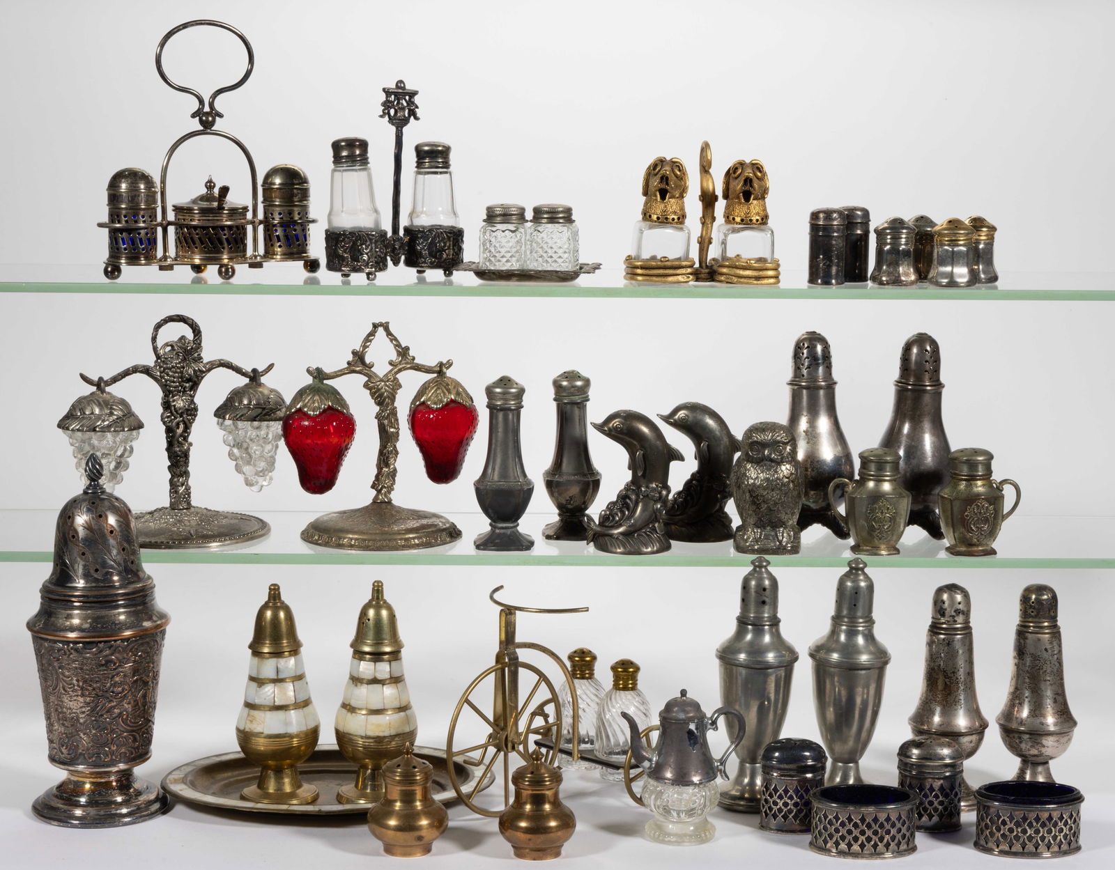 ASSORTED METAL SUGAR, SALT AND PEPPER SHAKERS, UNCOUNTED LOT (1 of 1)