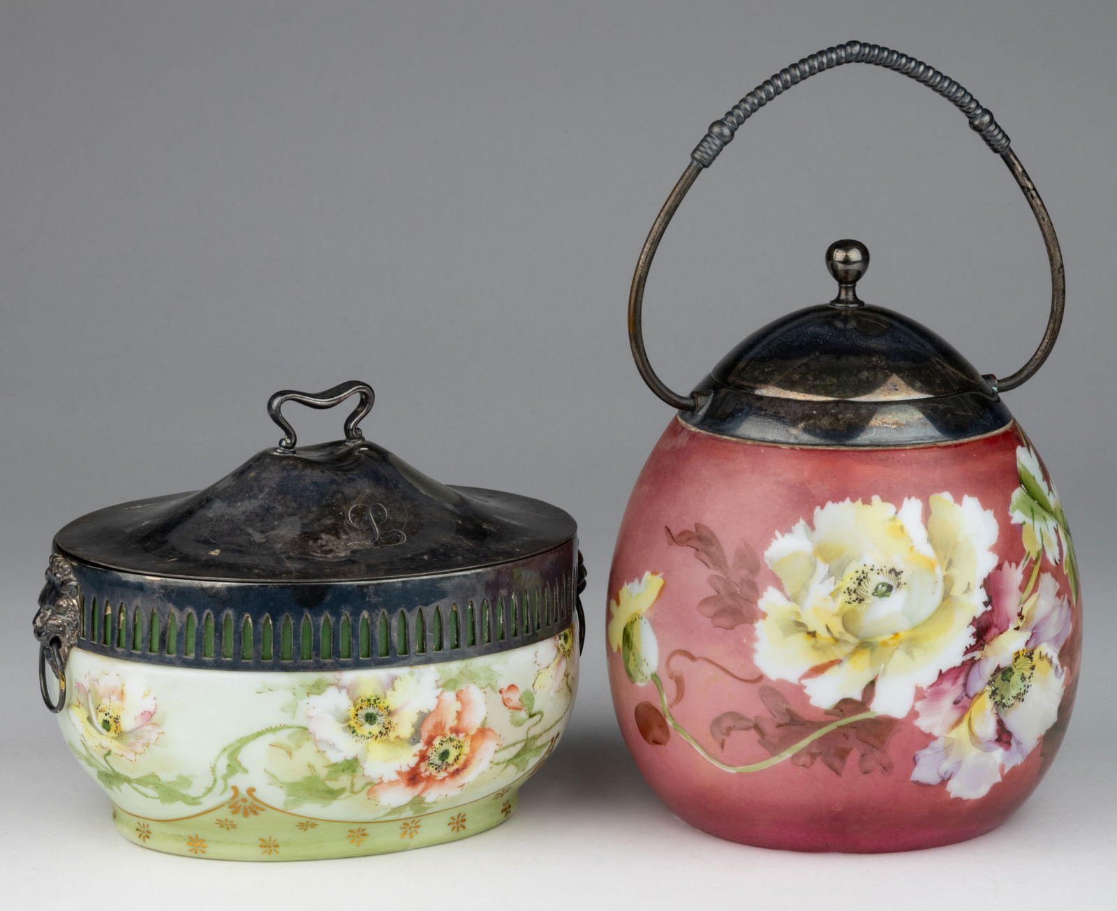 MT. WASHINGTON ENAMEL-DECORATED OPAL GLASS ARTICLES, LOT OF TWO (1 of 1)