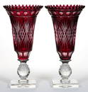 PAIRPOINT LINCOLN CUT-OVERLAY ART GLASS PAIR OF VASES
