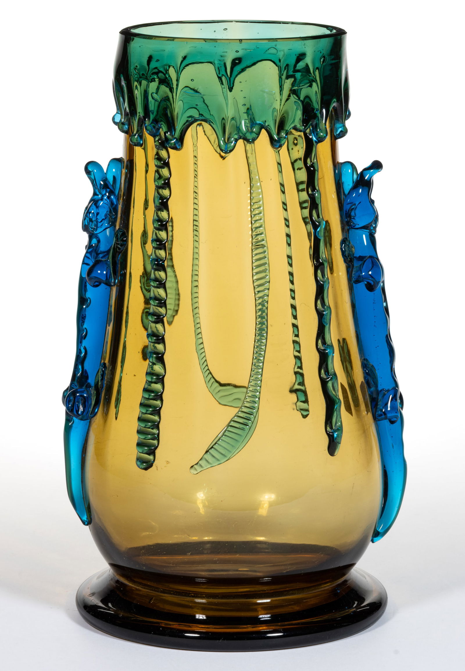 MOSER ATTRIBUTED APPLIED-DECORATED ALLIGATORS / LIZARDS LARGE VASE (1 of 2)