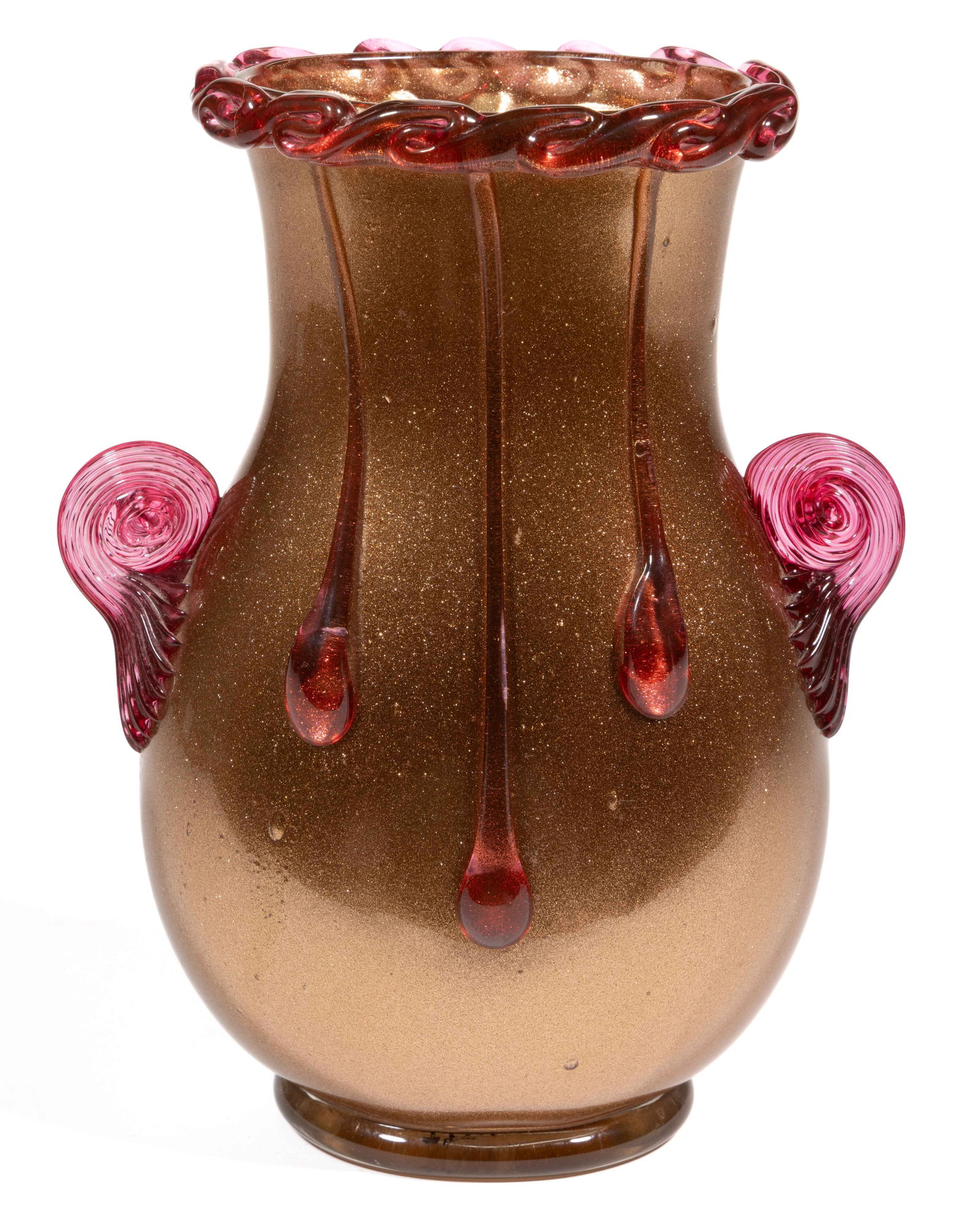 HARRACH ATTRIBUTED AVENTURINE AND APPLIED-DECORATED ART GLASS VASE (1 of 4)