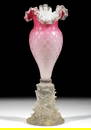 PHOENIX ATTRIBUTED AIR-TRAP MOTHER-OF-PEARL SATIN ART GLASS PEDESTAL VASE