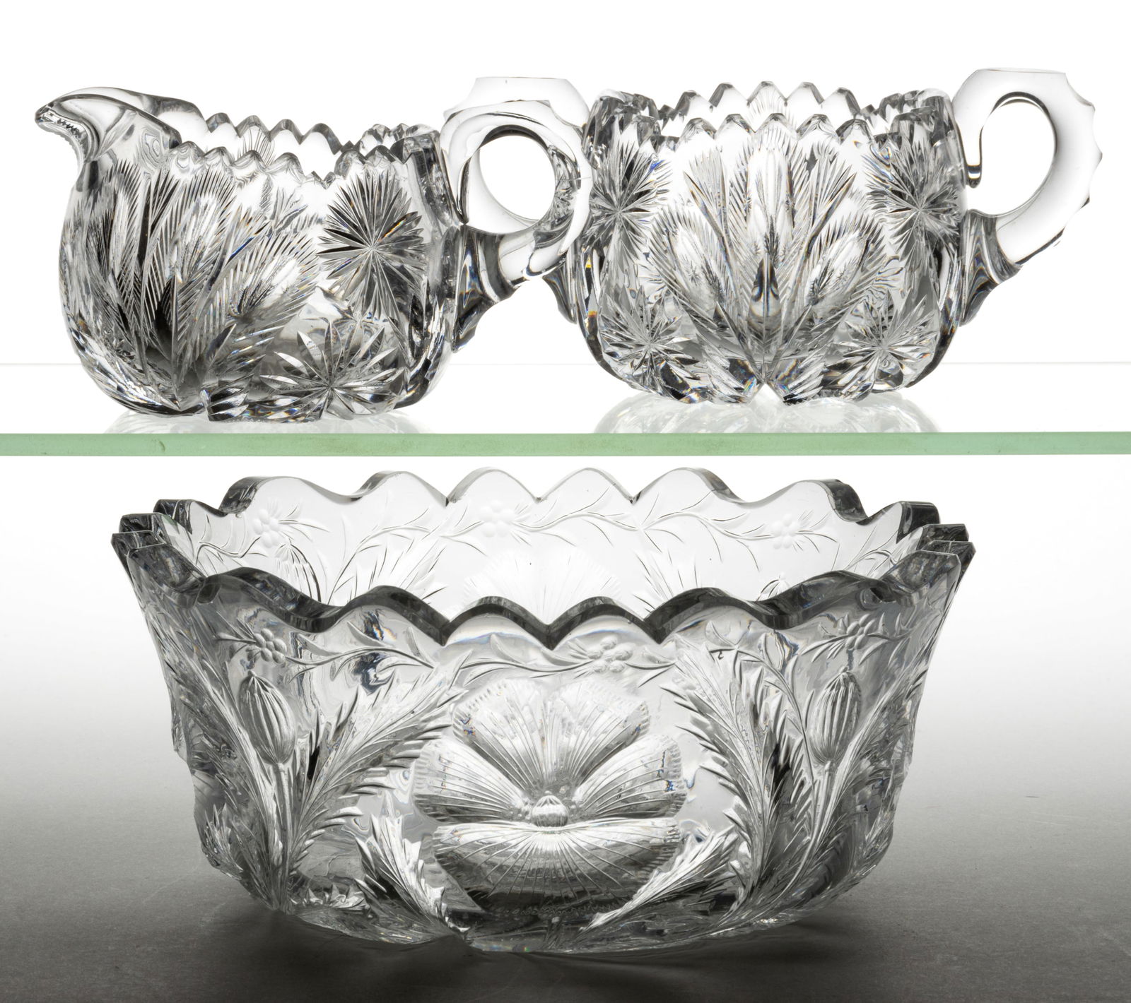 AMERICAN BRILLIANT CUT GLASS TABLE ARTICLES, LOT OF THREE (1 of 2)