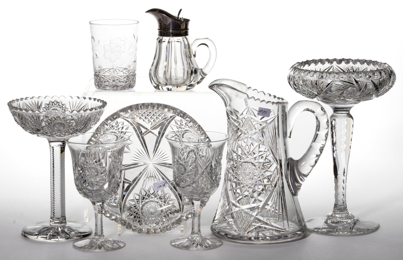 AMERICAN BRILLIANT CUT GLASS ARTICLES, LOT OF EIGHT (1 of 1)