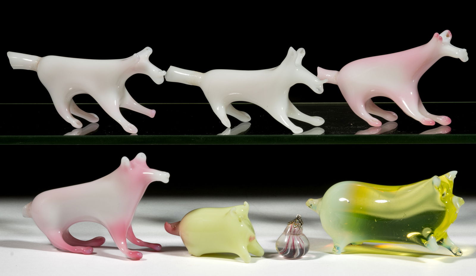 PAIRPOINT ART GLASS FIGURAL WHIMSIES / NOVELTY ARTICLES, LOT OF SIX (1 of 1)