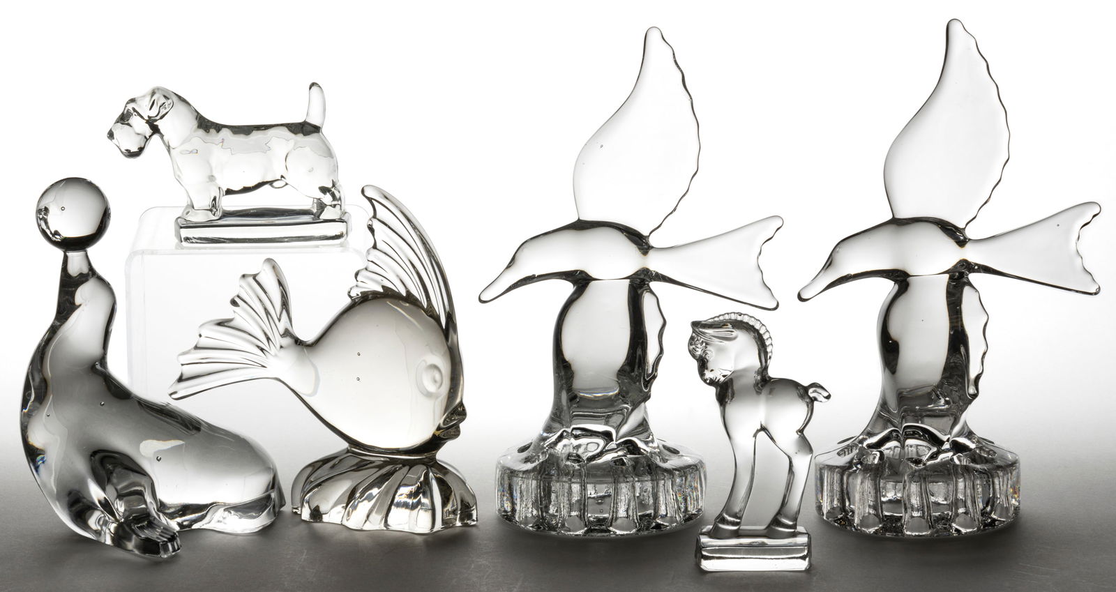 ASSORTED GLASS ANIMAL FIGURES, LOT OF SIX (1 of 1)