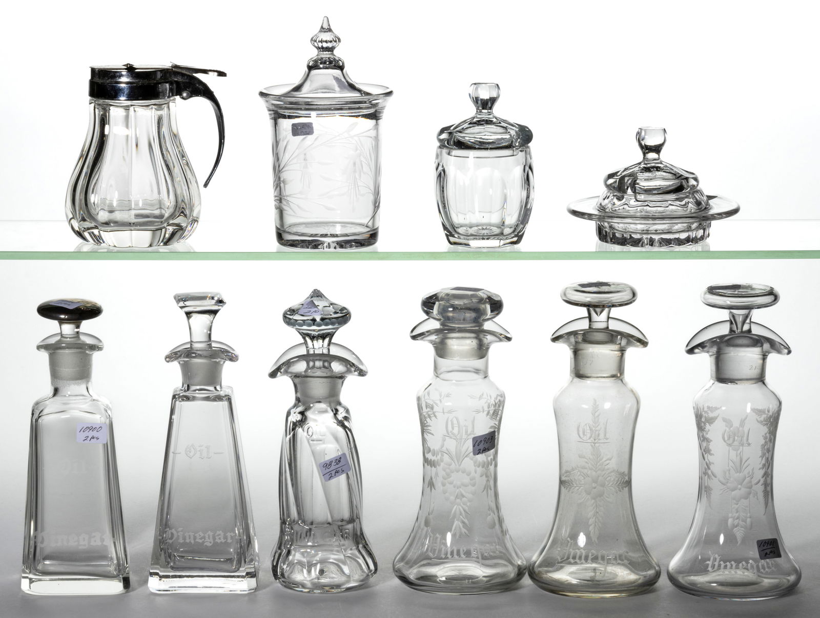 HEISEY AND OTHER ELEGANT GLASS CONDIMENT ARTICLES, LOT OF TEN (1 of 1)