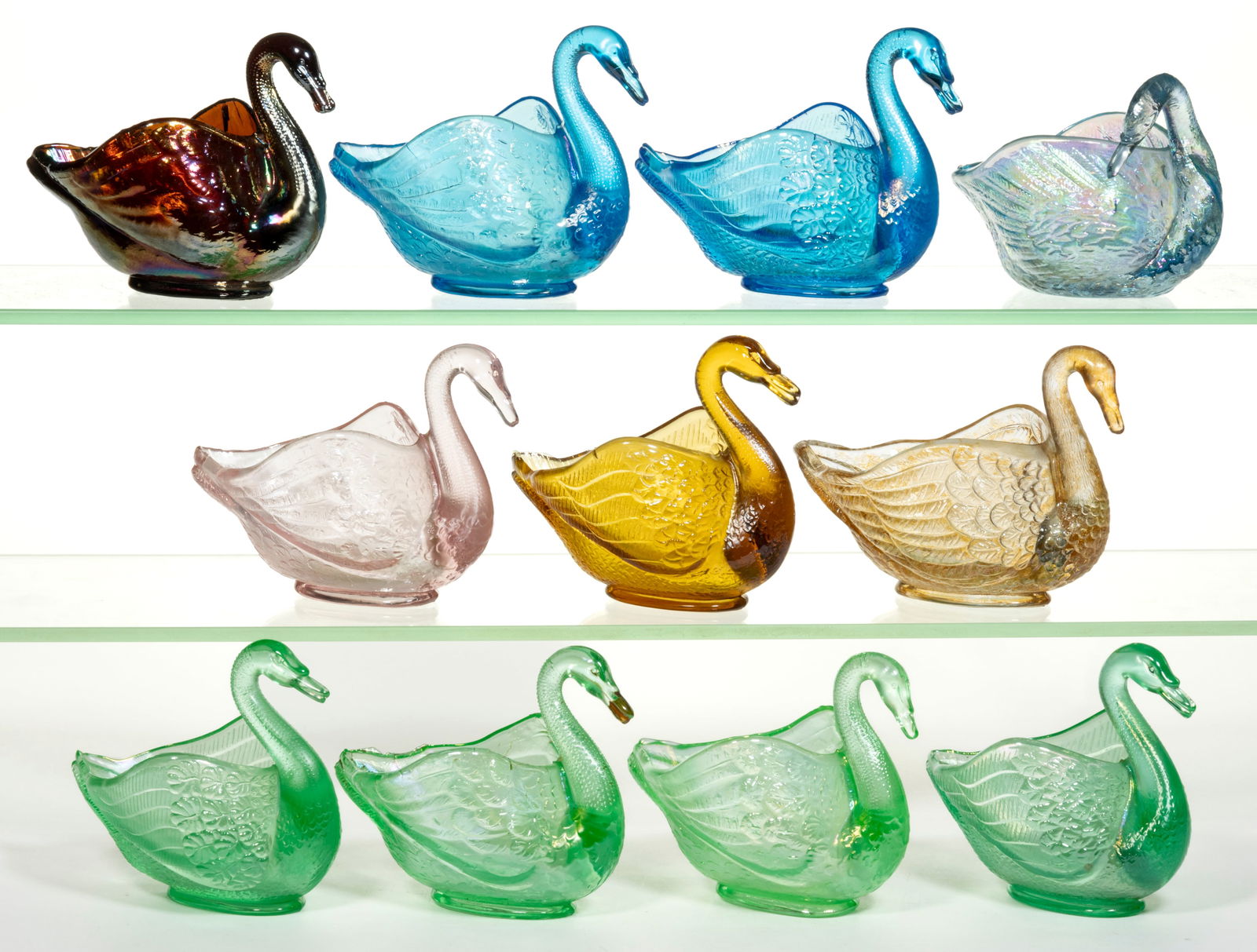 DUGAN AND OTHER FIGURAL SWAN DISHES, LOT OF 11 (1 of 1)
