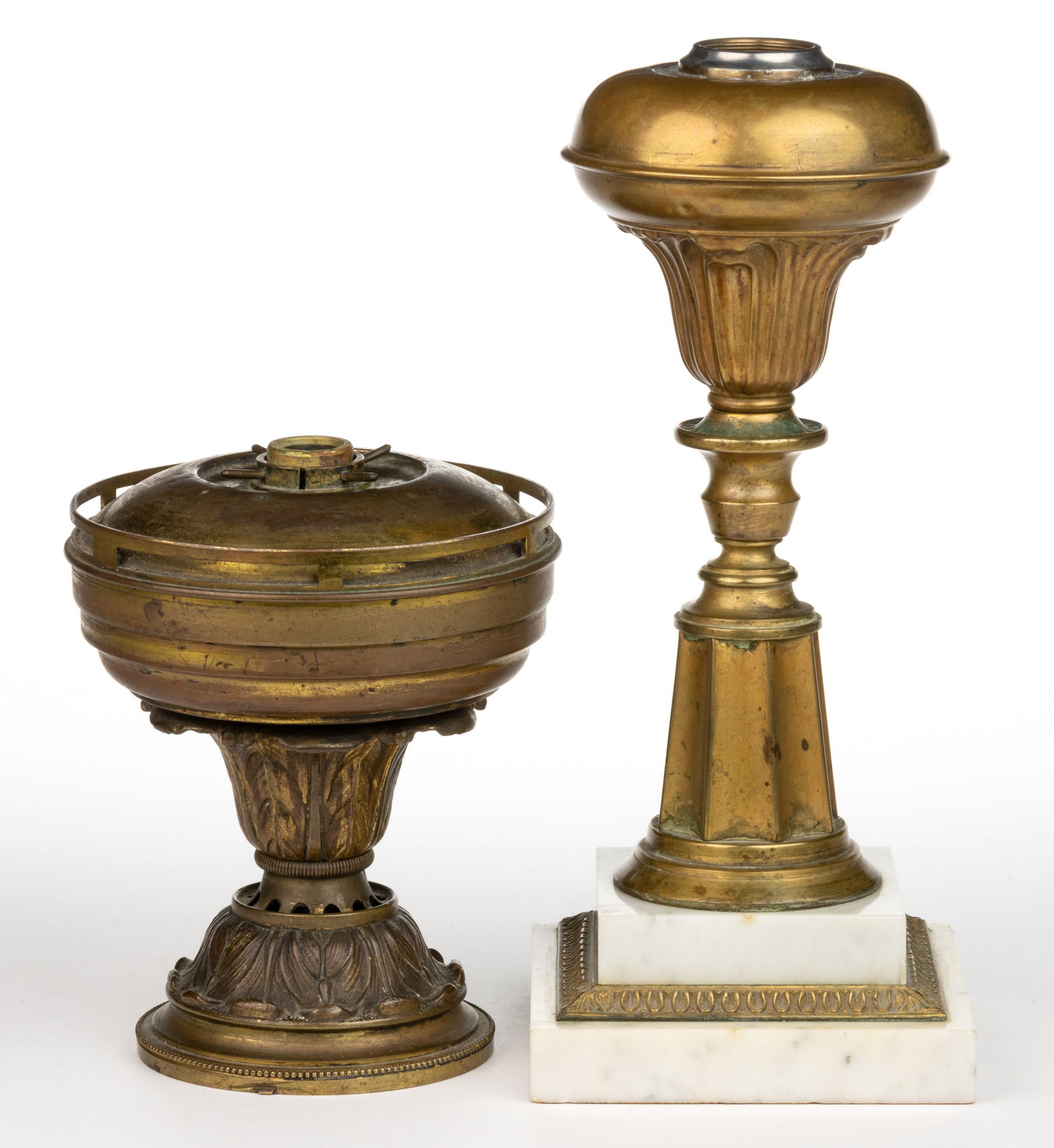 ASSORTED BRASS SOLAR STAND LAMPS, LOT OF TWO (1 of 1)