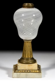 LATTICINIO STRIPE KEROSENE STAND LAMP