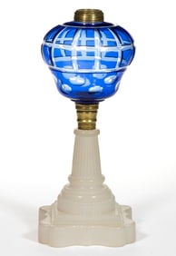 CUT OVERLAY GEOMETRIC KEROSENE STAND LAMP