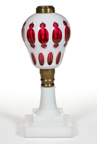 CUT OVERLAY MOORISH WINDOWS KEROSENE STAND LAMP