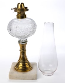CITY MANUFACTURING CO. A. TAPLIN NO. 1 LIP BURNER AND CHIMNEY SETUP