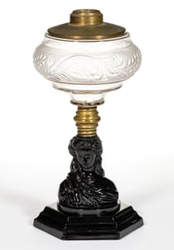 ATTERBURY FIGURAL GODDESS OF LIBERTY KEROSENE STAND LAMP