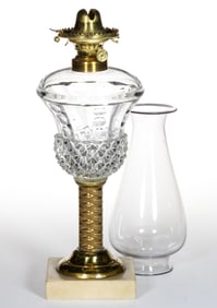 TRIPLE PEG, PANEL AND SAWTOOTH KEROSENE STAND LAMP