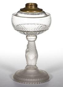 HOBBS HAND FIGURAL STEM KEROSENE STAND LAMP