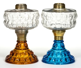 MUFF KEROSENE STAND LAMPS, LOT OF TWO
