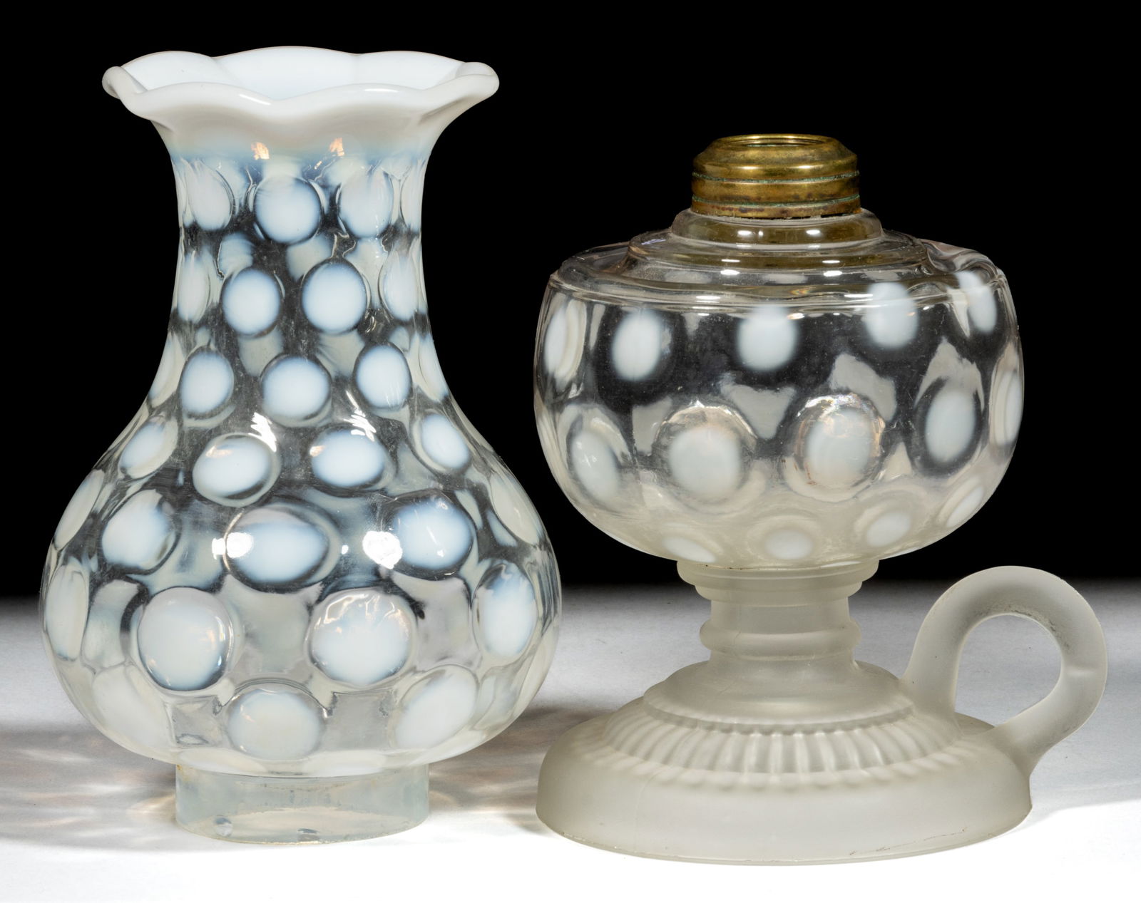 ASSORTED COINSPOT OPALESCENT LAMP ARTICLES, LOT OF TWO (1 of 1)