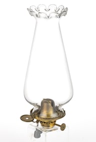 E. MILLER & CO. NO. NO. 1 LIP BURNER WITH PATENTED G. F. EDHOLM SAFETY FEATURE AND CHIMNEY SETUP