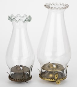 BRISTOL BRASS & CLOCK CO. PATENTED E. J. TOOF SLIP BURNER AND CHIMNEY SETUPS, LOT OF TWO