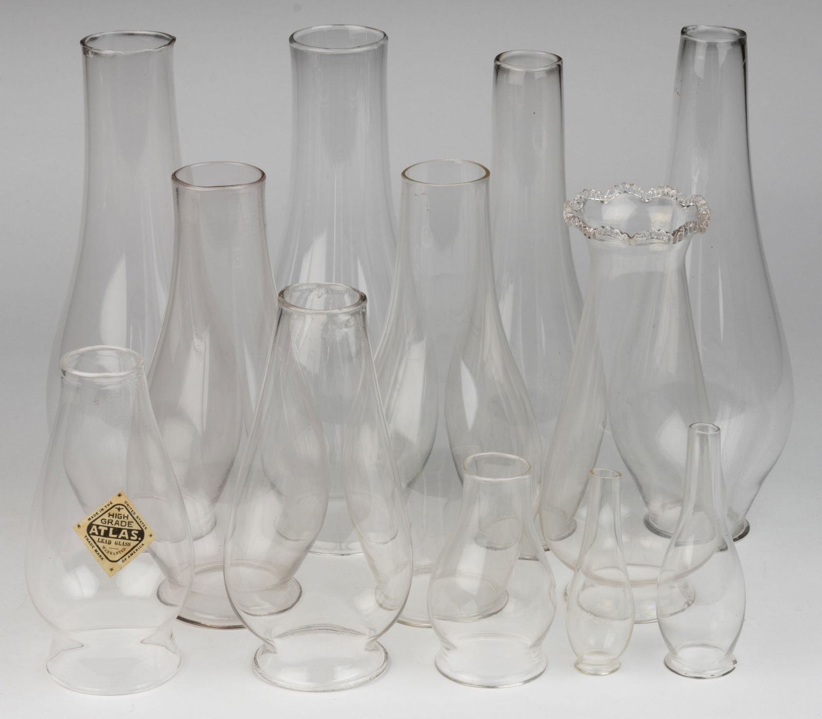 ASSORTED EARLY AND LATE LIP CHIMNEYS, LOT OF 12 (1 of 1)