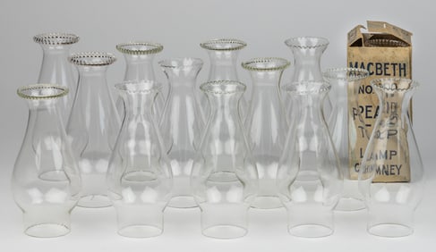ASSORTED BEAD AND SCALLOPED TOP NO. 0 SLIP CHIMNEYS, LOT OF 14