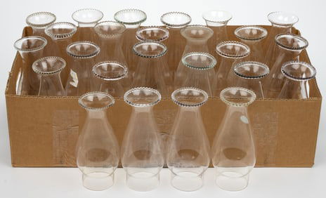 ASSORTED NO. 1 KEROSENE LAMP SLIP CHIMNEYS, LOT OF 25