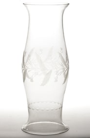 FREE-BLOWN CUT AND ENGRAVED HURRICANE SHADE