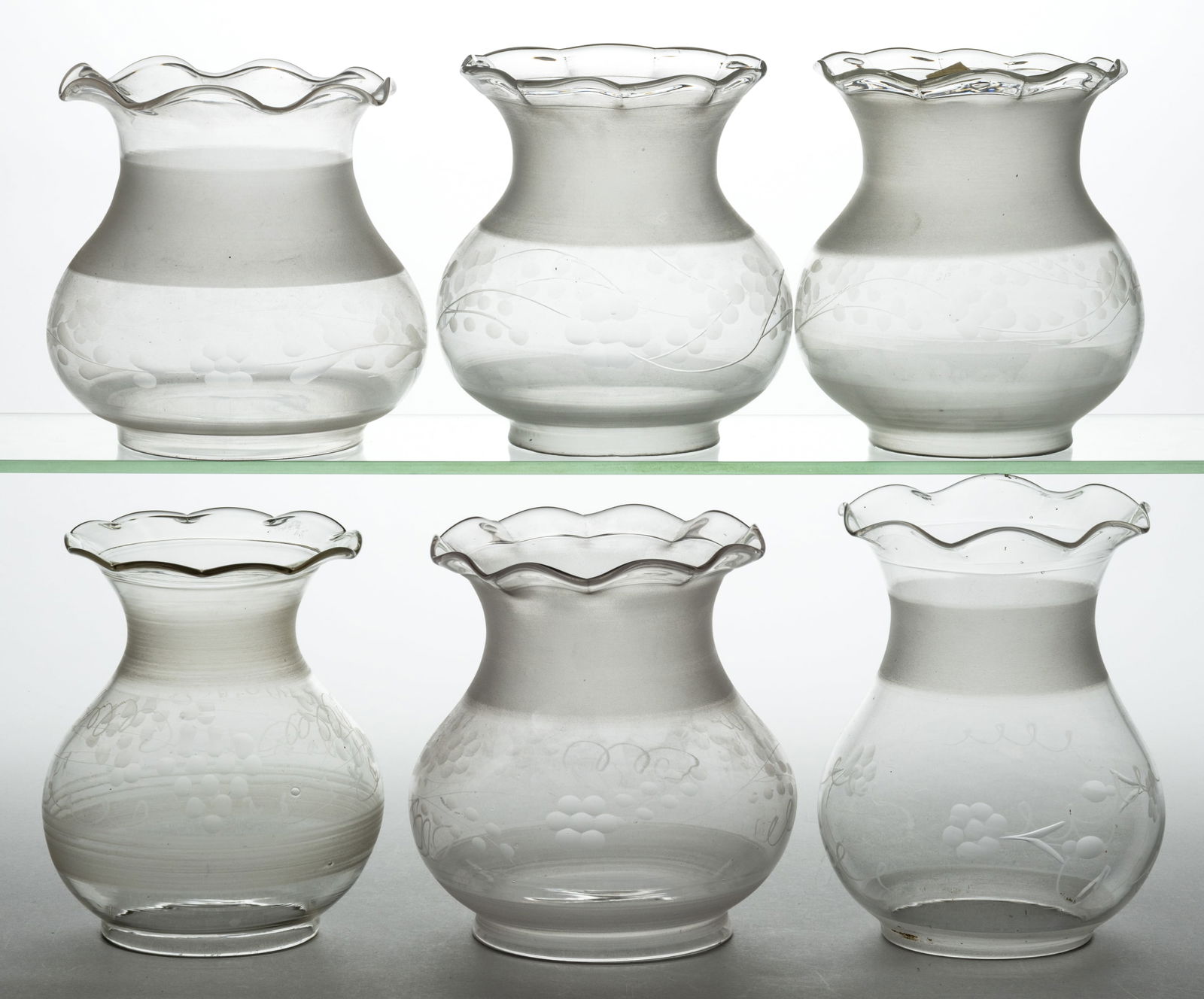 ASSORTED CUT AND ENGRAVED OREGON LAMP SHADES, LOT OF SIX (1 of 1)