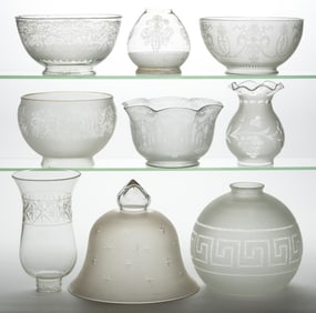 ASSORTED LAMP / LIGHTING SHADES, LOT OF NINE