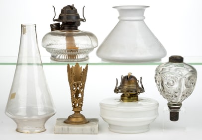 ASSORTED LAMP AND LIGHTING COMPONENTS, LOT OF SIX