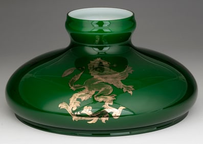 GILT-DECORATED KEROSENE STUDENT LAMP SHADE