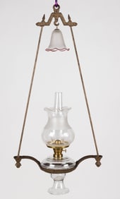 CAST-IRON BRADLEY & HUBBARD HANGING HALL PENDANT KEROSENE LAMP
