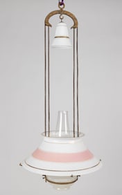 CAST-BRASS JULIUS C. IVES ADJUSTABLE KEROSENE HANGING LAMP