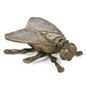 ENGLISH CAST-BRASS FIGURAL FLY / INSECT MATCH HOLDER