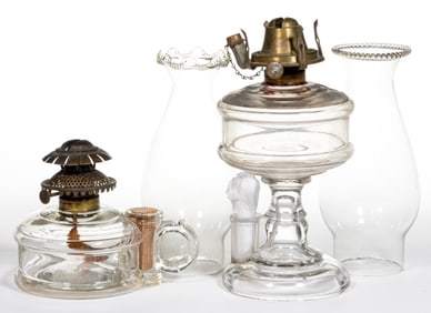 PATENTED MATCH HOLDER KEROSENE LAMPS, LOT OF TWO