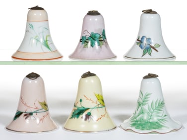 ASSORTED BLOWN-GLASS AND DECORATED SMOKE BELLS, LOT OF SIX