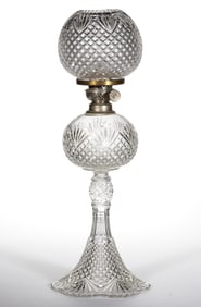 PINEAPPLE AND FAN / SHEPHERD'S PLAID KEROSENE JUNIOR BANQUET STAND LAMP