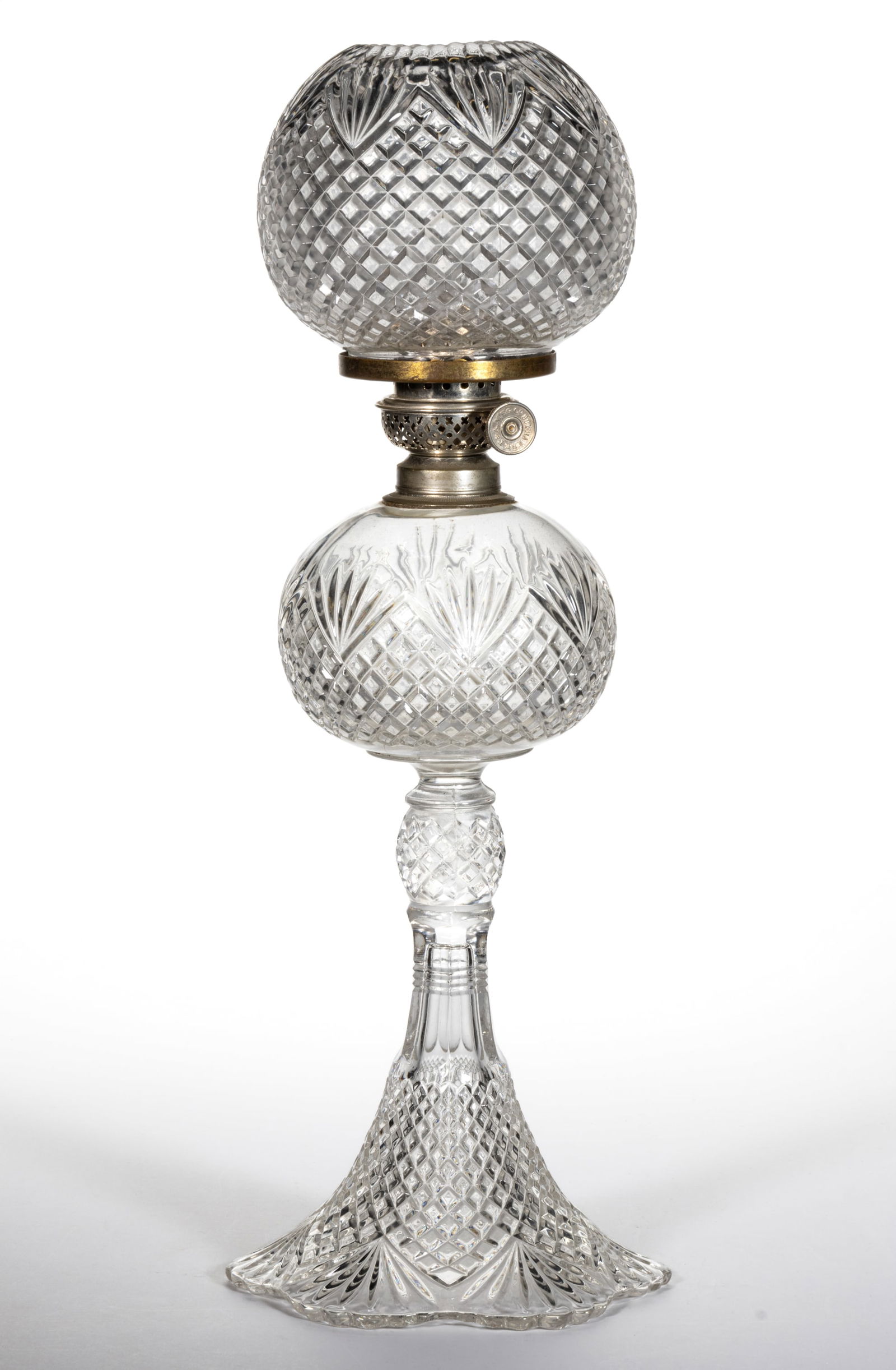 PINEAPPLE AND FAN / SHEPHERD'S PLAID KEROSENE JUNIOR BANQUET STAND LAMP (1 of 1)