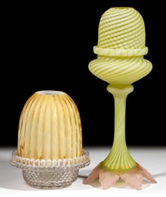 ASSORTED VICTORIAN ART GLASS FAIRY LAMPS, LOT OF TWO