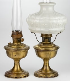 ALADDIN BRASS MODEL NO. 8 KEROSENE TABLE LAMPS, LOT OF TWO