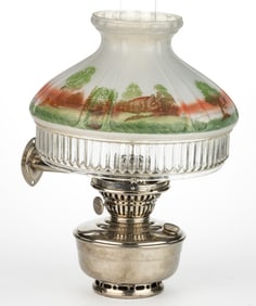 ALADDIN NICKEL-PLATED BRASS MODEL NO. 12 KEROSENE BRACKET LAMP