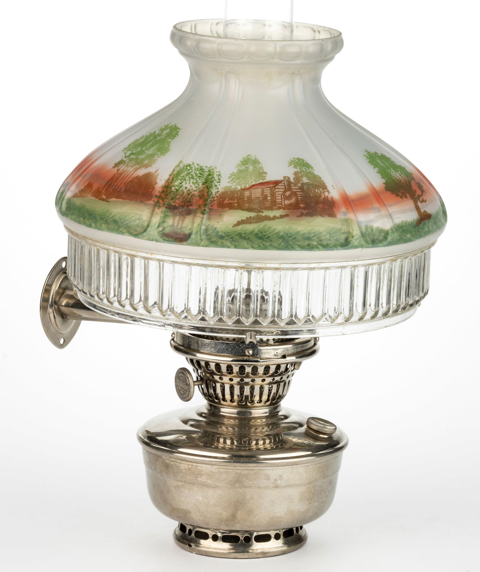 ALADDIN NICKEL-PLATED BRASS MODEL NO. 12 KEROSENE BRACKET LAMP (1 of 2)